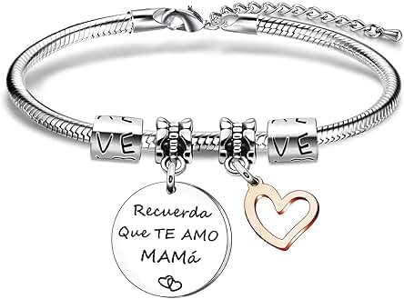 RoCetysell Pulseras Inspiradora Mujer, Regalos para Mujer Mamá Madrina Amigas Hermanas Cumpleaños Originales, Pulseras de Acero Inoxidable Mujer con Caja