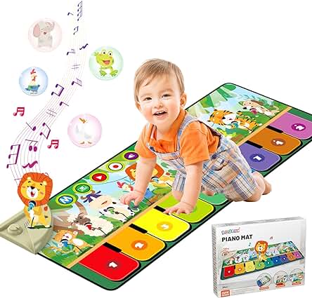 Rodzon Alfombra Musical Piano Bebe con 10 Animales,Juguetes Niños 1 2 3 Años,Regalo Bebe,Alfombra de Juegos Bebe 9 Melodias 19 Canciones,Regalos Cumpleaños Navidad para Niños Niñas 1 2 3 Años