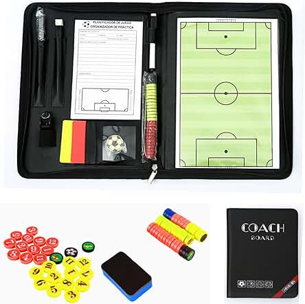 RoseFlower Pizarra Futbol Entrenador, Carpeta Táctica Magnéticas Plegable para Deportes Entrenamiento de Fútbol - Football Coach Board con Imanes, Lapiceros y Borrador para Estrategia Competencia #3
