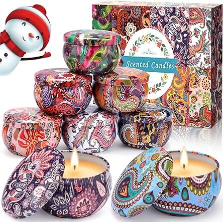 SaiXuan 8 Piezas Regalo de Velas Perfumadas,Cera de Soja Natural,Velas Aromaticas,Aromaterapia Decoración para Relajación Fiesta Boda Baño Yoga Cumpleaños Navidad Día de San Valentín Regalos