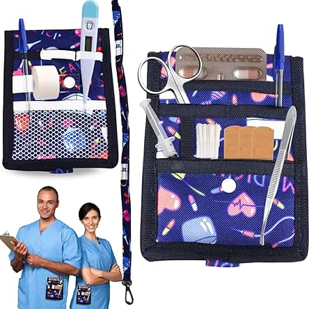 Salvabolsillos Enfermeria + Lanyard Enfermera - Riñonera Enfermera - Organizador de Bolsillo - Accesorios para Enfermeras - Solución Práctica para Llevar tus Instrumentos Contigo (azul Oscuro)