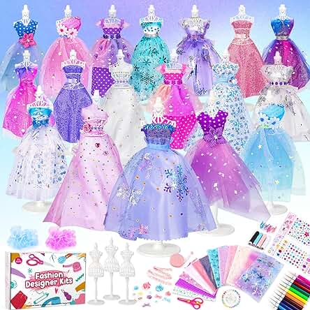 Sanlebi Diseña la Moda Niña, Kit Costura con Telas Fashion Designer Studio Manualidades Niños 8 9 10 11 12 Años Sanlebi Diseña la Moda Niña, Kit Costura con Telas Fashion Designer Studio Manualidades Niños 8 9 10 11 12 Años