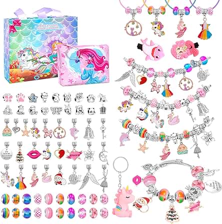 SASUKI Kit para Hacer Pulseras Niñas, Juguetes Niñas 4 5 6 7 8 9 10 Años Regalo Niña 4-12 Años Manualidades Niñas 5 6 7 8 9 10 Años Regalo Kit Fabricación Joyas Niñas Regalos Cumpleaños