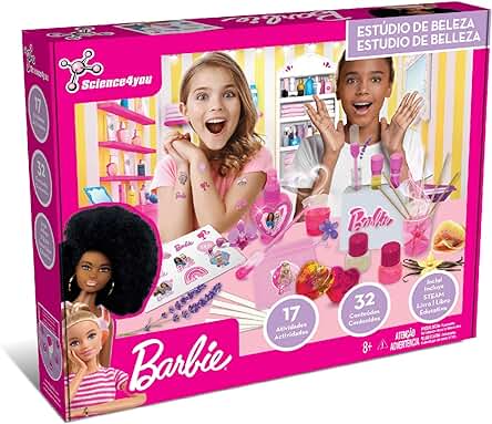 Science4you-Barbie Estudio de Belleza Kit de Manualidades Hace Jabones, Tatuajes Temporales, Colonia Infantil y Mucho Más-Regalos de Barbies para Niñas de 7 8 9+ Años, Multicolor (80003513)