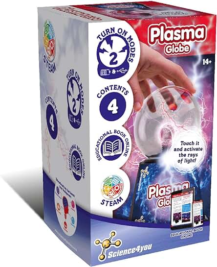 Science4you - Globo de Plasma - Juguete Científico Educativo, Lámpara Mágica con Sensor Táctil de Luz, Regalo Eléctrico para Niños y Niñas 7 8 9 10-14 Años