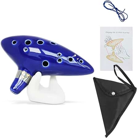 Senhai Instrumento Zelda Ocarina con Cordón para el Cuello y Cancionero,12 Hoyo Alto C Zelda Ocarinas, Expositor en Forma de mano y Bolsa Protectora Negra