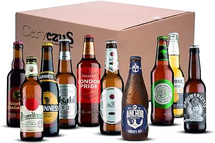 Set de Cervezas del Mundo (10 Variedades) - Pack de Regalo de Cervezas Internacionales Degustación