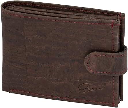 Simaru Cartera Vegana Billetera Monedero de Corcho Vegano para Hombres Bloqueo RFID Ventana para Fotos-DNI Ranuras para Tarjetas Regalo Ideal