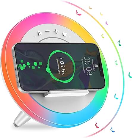 Skaaisont Altavoz Bluetooth, Lámpara Cargador Inalámbrico, Capacidad de Cambiar Múltiples Colores de Luz a Voluntad, Mejor Regalo Creativo para Cumpleaños, Regalo Ideal para Chica y Adolescentes