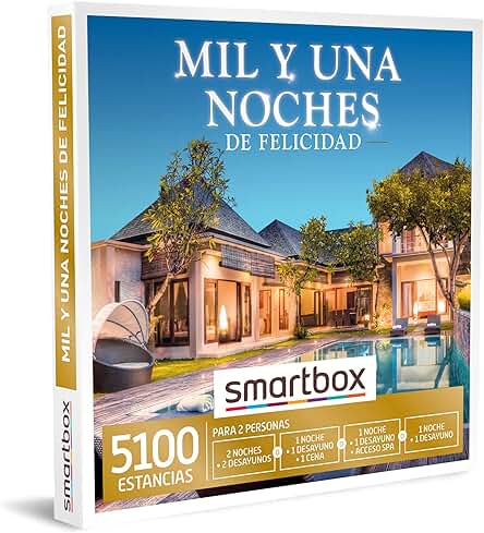 Smartbox - Caja Regalo Mil y una Noches de Felicidad - Idea de Regalo para Parejas - 1 Noche con Desayuno y Cena o SPA para 2 Personas