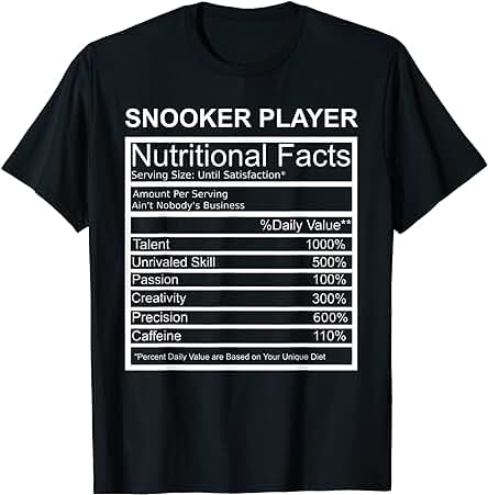 Snooker Apparel Snooker Lover Regalo Jugador Nutrición Camiseta