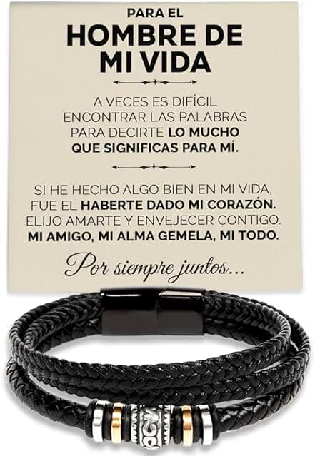 SOFIA FERRER Regalos Originales Para Hombre, Pulsera Hombre, Regalo De San Valentin Para Hombres, Ideas Regalos Para Hombre, Pulsera Cuero Hombres, Regalo Novio, Aniversario, Navidad