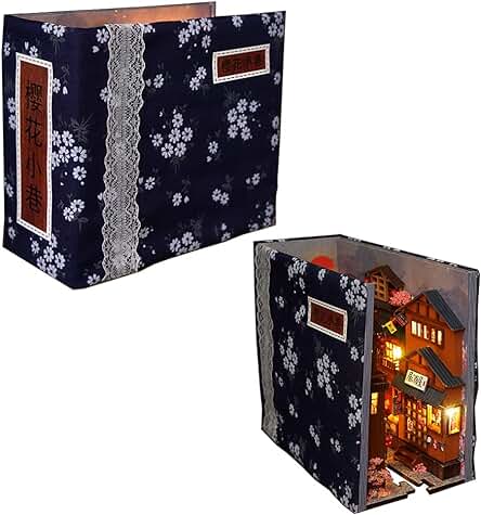Soporte de Libro de Madera 3D, Rompecabezas para casa de Muñecas, Sujetalibros de Madera, kit de Construcción con luz LED para Adolescentes y Adultos, para Construir Creatividad, Regalo para Cumpleaño