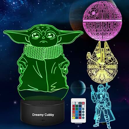 Star Wars 3D Luz de Noche, Lámpara de Ilusión Cuatro Tipos y 16 Colores Lámpara de Decoración Cambio - Pascua Regalo Perfectos para Niño Decoracion Pascua