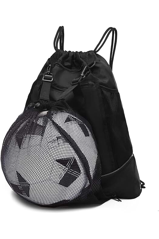 STAY GENT Drawstring Mochila de Baloncesto Bolsa de Fútbol para Niños y Niñas Red Allon Plegable Fútbol Voleibol Bolsas de Deporte con Bolsa de Malla Desmontable para Gimnasio Béisbol Yoga