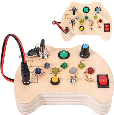 STAY GENT Juguetes Montessori LED Busy Board Niños Aged 1 2 3 4, Juguetes Sensoriales para Niños con Autismo Educativos Madera Juguetes Tablero Montessori Sensoriales Regalos Juegos Bebes 2 3 4 Años