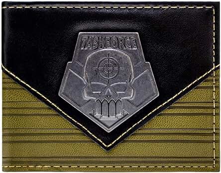 Suicide Squad Deadshot Task Force Emblema Metálico Billetera/Cartera Bi-Fold ID & Tarjetero, Marrón