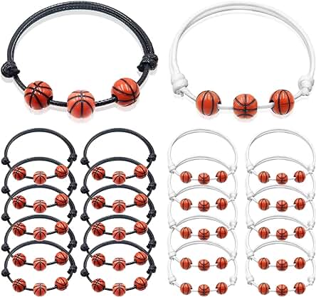 SUPRBIRD Pulsera de Baloncesto Pulseras Inspiradoras de Equipo Pulsera de Baloncesto Trenzada Ajustable para Adolescentes Adultos Hombres Mujeres Jugadores de Baloncesto Equipos, 20 Piezas