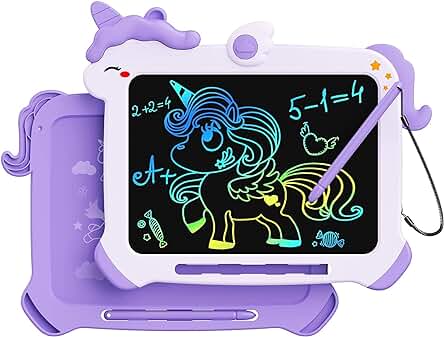 Tableta de Escritura LCD para Niños, Tablero de Garabatos con Pantalla de Colores de Unicornio, Juguete de Viaje para Niños Pequeños, Regalo de Cumpleaños de Navidad para Niñas de 3 4 5 6 7 8 Años