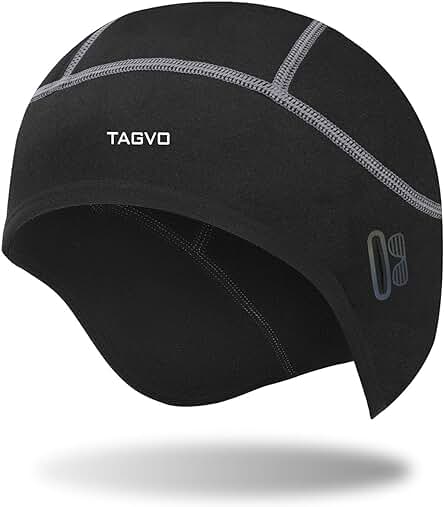 TAGVO Gorro Térmico, Gorro De Ciclismo a Prueba De Viento,Forro Cálido para Casco con Orificio para Gafas,Gorro para Deportes De Invierno con Orejeras,Forro para Casco Apto para Hombres,Talla Única