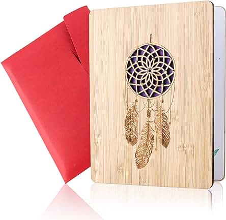 Tarjeta de Felicitación de Madera, Tarjeta de Felicitación, Tarjeta Felicitacion Hecha a Mano, con Sobres, las Mejores Ideas para Regalos para Cumpleaños, Bodas, san Valentín y Aniversarios (E)