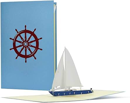 Tarjeta pop up 3d con Barco Vela. Cheque Regalo, Tarjetas de Viaje Ideales como Regalos para Viajeros. Tarjetas Regalo para Cumpleaños, Vacaciones o Agradecimiento, B16
