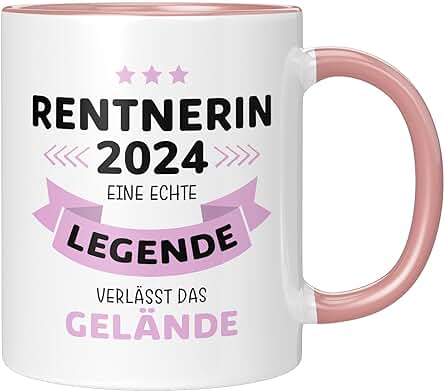 TASSENTICKER - Jubilada 2024 - Una Verdadera Leyenda sale del Terreno - Regalo de Jubilación Mujer - Jubilación - Pensión - Regalo de Despedida Colegas - Apto para Lavavajillas - Rosa