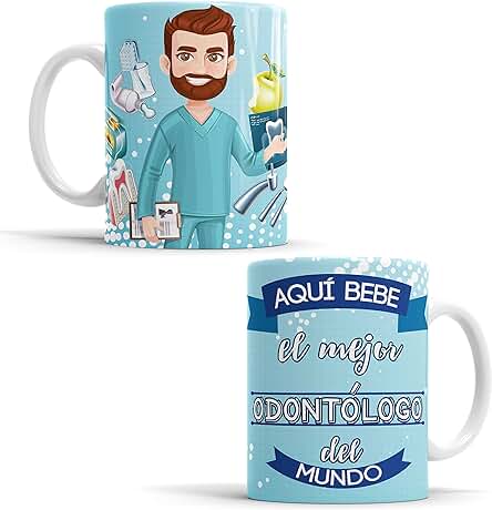 Taza Aquí Bebe El Mejor Odontólogo del Mundo/Taza aqui Bebe un Super Odontólogo/Taza Regalo Original para Odontólogo - Taza de Cerámica de 350 ML