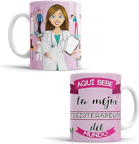 Taza Aquí Bebe la Mejor Fisioterapeuta del Mundo/Taza aqui Bebe una Super Fisioterapeuta/Taza Regalo Original para Fisioterapeuta - Taza de Cerámica de 350 ML