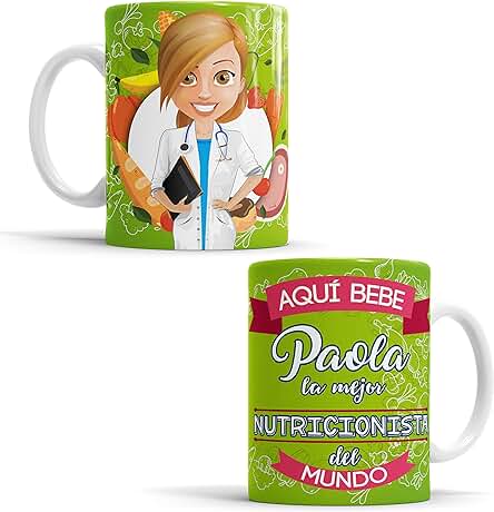 Taza Aquí Bebe la Mejor Nutricionista del Mundo/Taza aqui Bebe una Super Nutricionista/Taza Personalizada con Nombre/Taza Regalo Original para Nutricionista (Nutricionista Mujer)