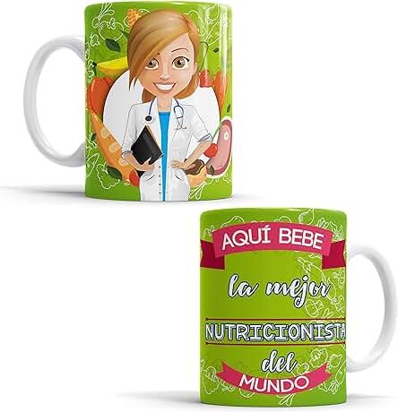 Taza Aquí Bebe la Mejor Nutricionista del Mundo/Taza aqui Bebe una Super Nutricionista/Taza Regalo Original para Nutricionista - Taza de Cerámica de 350 ML