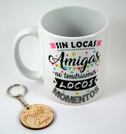 Taza Ceramica con Llaver, Ideal para Regalo AMIGAS