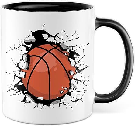 Taza de Baloncesto Regalo taza de Café Regalo Regalo Jugador de Baloncesto taza de Café con Diseño de Baloncesto NBA taza de té Deporte fan del Baloncesto (blanco/negro)