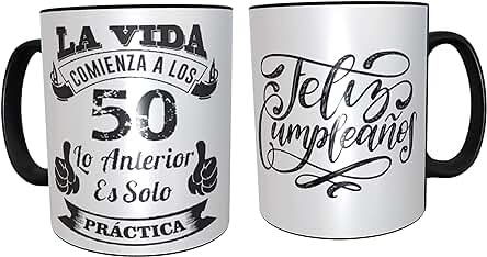 Taza de Desayuno Ceramica Regalo Original para 50 Cumpleaños - Regalos para Hombres 50 Años - Regalos 50 Cumpleaños Mujer (Español)