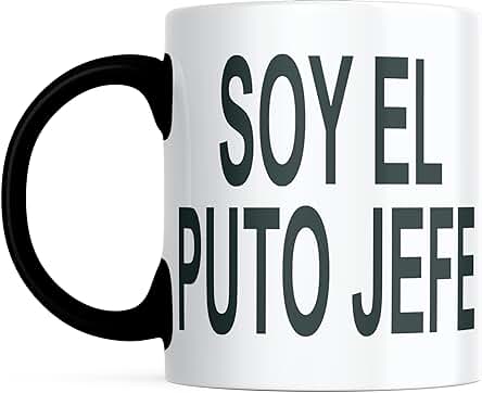 Taza Desayuno con Frase Ideal para Café, Humor Sarcático, Regalo Jefe, Regalo Original - Cerámica 350ml. (SOY EL JEFE)