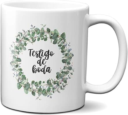 Taza Desayuno Testigo de Boda Regalo Detalle Novios Pareja Casados Ceramica 330 mL