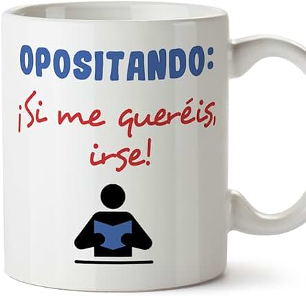 Taza Original con Mensaje Gracioso para Opositores - OPOSITANDO: ¡Si me Queréis, Irse! - Cerámica 350 ml - Tazas con Frases Motivacionales en tono Taza Original con Mensaje Gracioso para Opositores - OPOSITANDO: ¡Si me Queréis, Irse! - Cerámica 350 ml - Tazas con Frases Motivacionales en tono