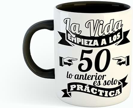 Taza para 50 Cumpleaños - Regalo Original 50 Años - Regalos para Hombres 50 Años - Regalos para Mujer 50 Años - Taza Desayuno Regalo Original (Español)