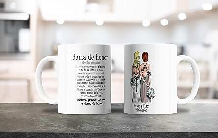 Taza para Dama de Honor Regalo Original Boda Personalizada con Nombre