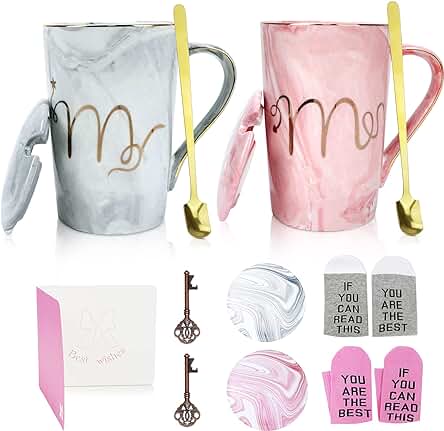 Tazas de Café Mr and Mrs, Taza de Café de Cerámica 14oz, Regalos De Boda Para La Pareja, La Novia y el Novio, Aniversario, Compromiso, Navidad, San Valentín, Juego De 2