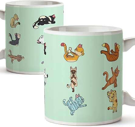 Tazas de Desayuno Original para Regalar Adictos al yoga - Regalo para Amantes de la Meditación y los Gatos - Gatitos Haciendo Poses de yoga - Cerámi Tazas de Desayuno Original para Regalar Adictos al yoga - Regalo para Amantes de la Meditación y los Gatos - Gatitos Haciendo Poses de yoga - Cerámi