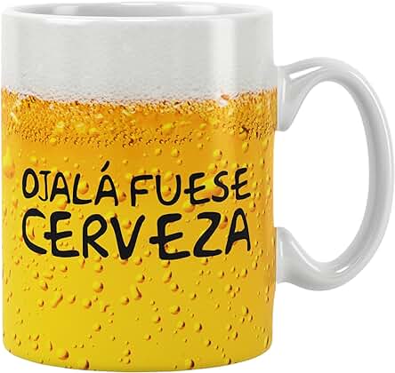 Tazas Graciosas con Frase Tazas Originales para Regalar Regalos Originales taza de Porcelana Caja Regalo Cumpleaños (Ojala Fuese Cerveza)