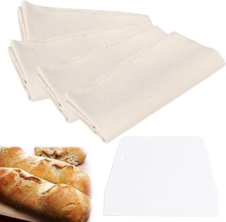 Tela de Lino para Masa Pan,Panadero Lino,Fermentación de Pan Tela,Tela Fermentada,Tela Panadero,Tela Lino para la Cocción del Pan,Tela Panadero Natural,Paño Panadero,Rasqueta Panadera, 48 X 36cm,5pcs