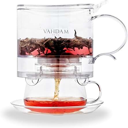 Tetera Imperial (16 Oz) Tetera Inferior | Tecnología Drain Tap, Kit En T Todo En Uno | Deliciosa Tetera Con Coladores De Té Para Té Suelto | Té Más Empinado | Regalo Para Los Amantes Del Té. | VAHDAM