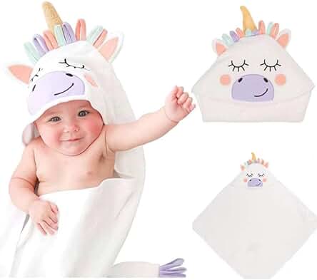 Toalla Bebe Recien Nacido-Capa de Baño de Algodón Suave y Absorbente-Toalla de Baño Bebe como Regalos Bebes Recien Nacidos Originales-Accesorios Bebe para Baño y Cosas para Bebes Recién Nacidos