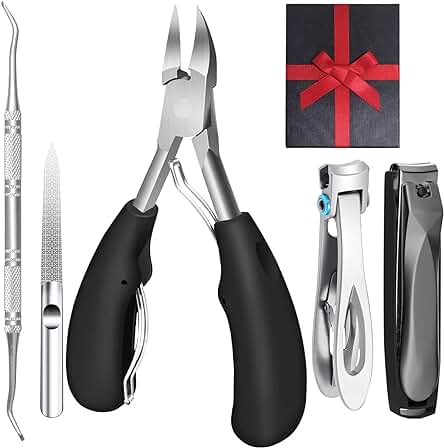 TOKINGO Kit de Cortaúñas, Cortaúñas de Pies, lima de Uñas para Encarnado, Podólogo, Grueso, Profesional, Hombres, Personas Mayores, etc (juego de caja de Regalo de 5 Piezas)