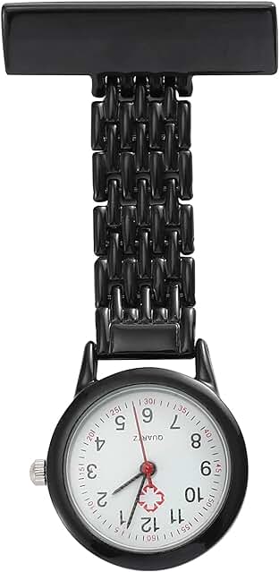 TRIXES Reloj de Bolsillo para Enfermeras, de Cuarzo de Acero Inoxidable, Reloj de Bolsillo con pin, Reloj de Bolsillo con clip para Colgar en Metal, Regalo para Médicos, Enfermeras, Paramédicos,