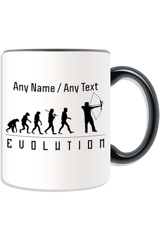 UNIGIFT Regalo Personalizado - Taza de tiro con arco (diseño de Volución) Cualquier Nombre Mensaje en el único - Contorno del Jugador de Equipo Juego Olímpico arco Flecha Arquero Bowman Toxophilite