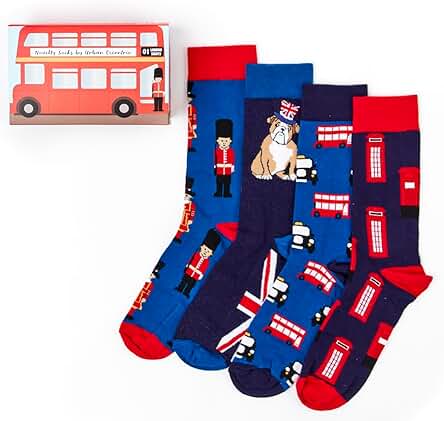 Urban Eccentric Juego de Calcetines Unisex de Londres | Regalo | 4 Pares | Calcetines Ricos en Algodón | Calcetines Premium | Novedad | Regalos, Multicolor, Talla única