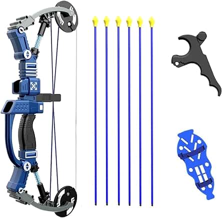 VALYPANOR Juego Compuesto de Arco y Flecha para Adolescentes Principiantes Compuesto de Tiro con Arco de 2 – 10 LB de Peso de Tracción Incluye Protector de Brazo de Liberación 6 Flechas de Juguete